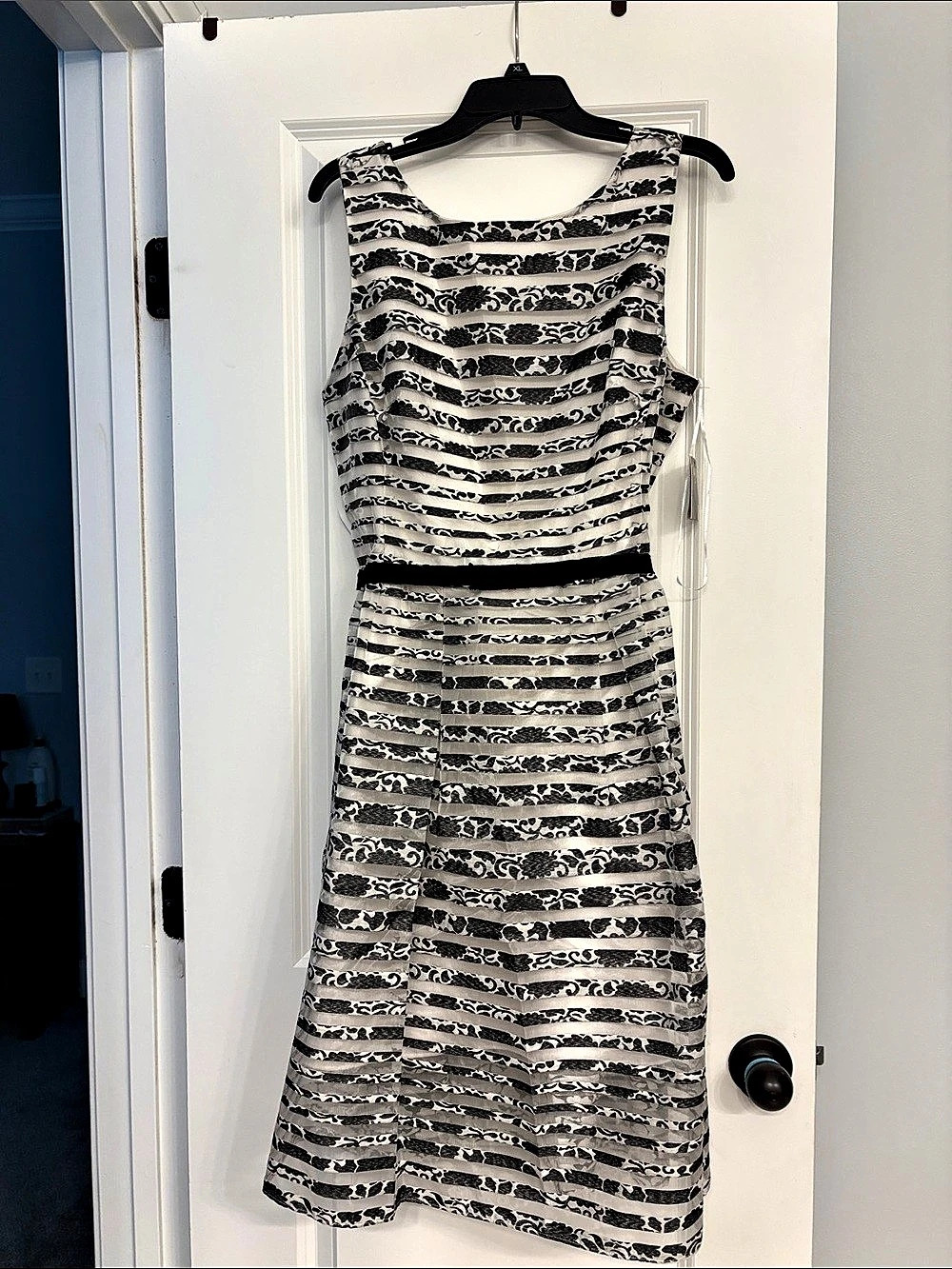 Taylor Animal Print Mini Dress Black & White Size 14 NWT